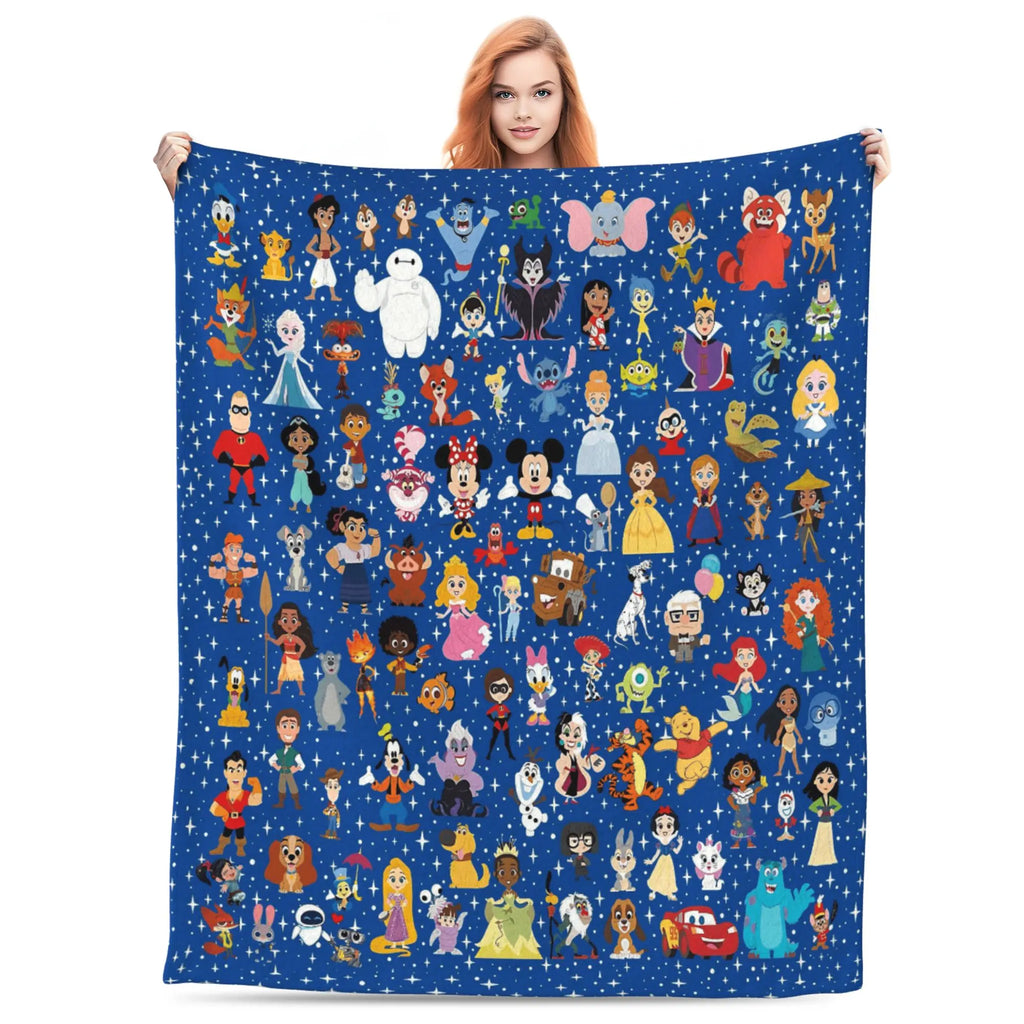 [SummerVibes] DISNEY CLASSIC Characters Blanket, Super Soft Print Throw Blanket for Kids/Adults, Cute Cartoon Movie Characters, Cozy Bed Sofa Blanket
