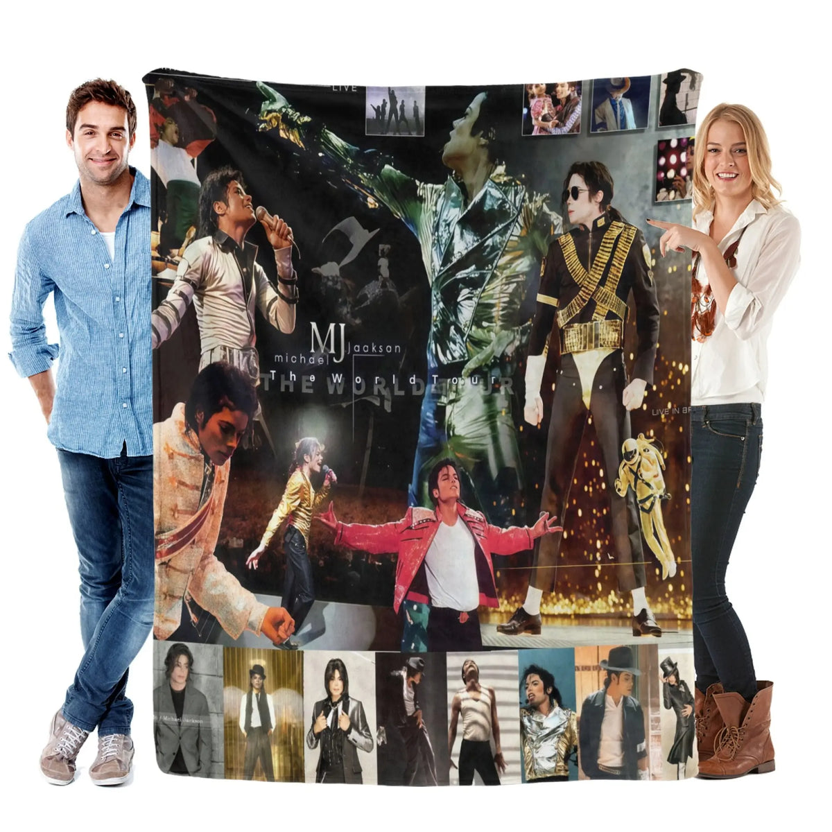 Michael Jackson Music Legend Fleece Throw Blanket - Fleece Fabric, Wrinkle-Resistant, Flannel Weave, Iconic Collage, HD Print, Durable, Breathable, Lightweight, Multi-Size (60in Option), All Seasons, for Adults’ Bed & Couch, Home & Travel