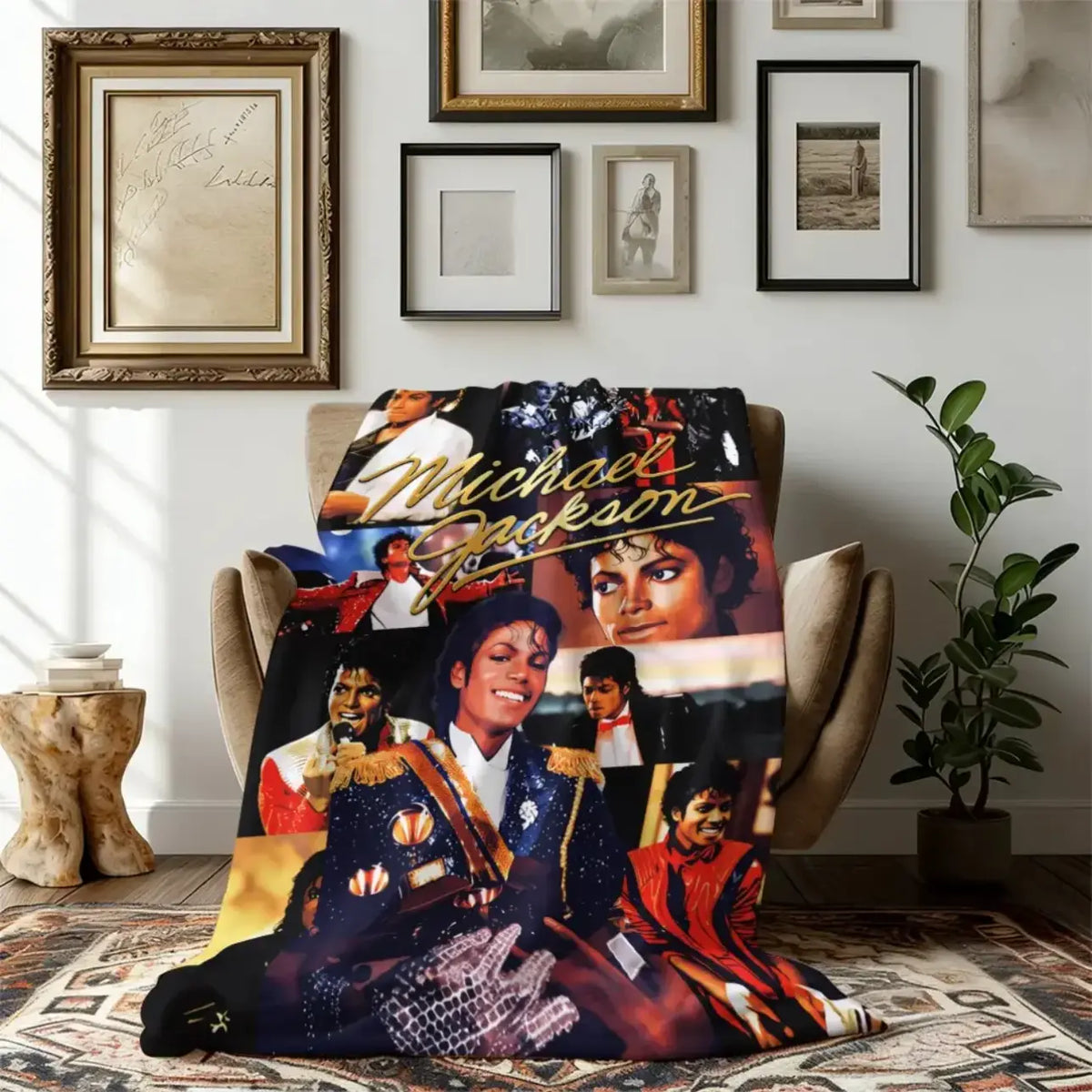 Michael Jackson MJ Music Legend Throw Blanket, Pop Singer Collage Graphic Soft Cozy Plush Bed Blanket, Lightweight Warm Blankets for Bedroom Decor, Couch Sofa Living Room, Birthday Gifts for Music Fans