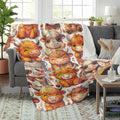Highland Cow Flannel Blanket Cute Cartoon Cattle Print Soft Warm Cozy Lightweight Decorative Throw Perfect for Sofa Bedroom Office Picnic Camping Gift