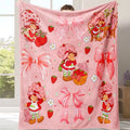 Countdown Sale! Ultra-Soft Flannel Cartoon Print Strawberry Charm Blanket - Flash Sale Home Items, Contemporary Bedroom/Sofa Bedding Throw, Teen Girl Gift, Girly Home Accessory