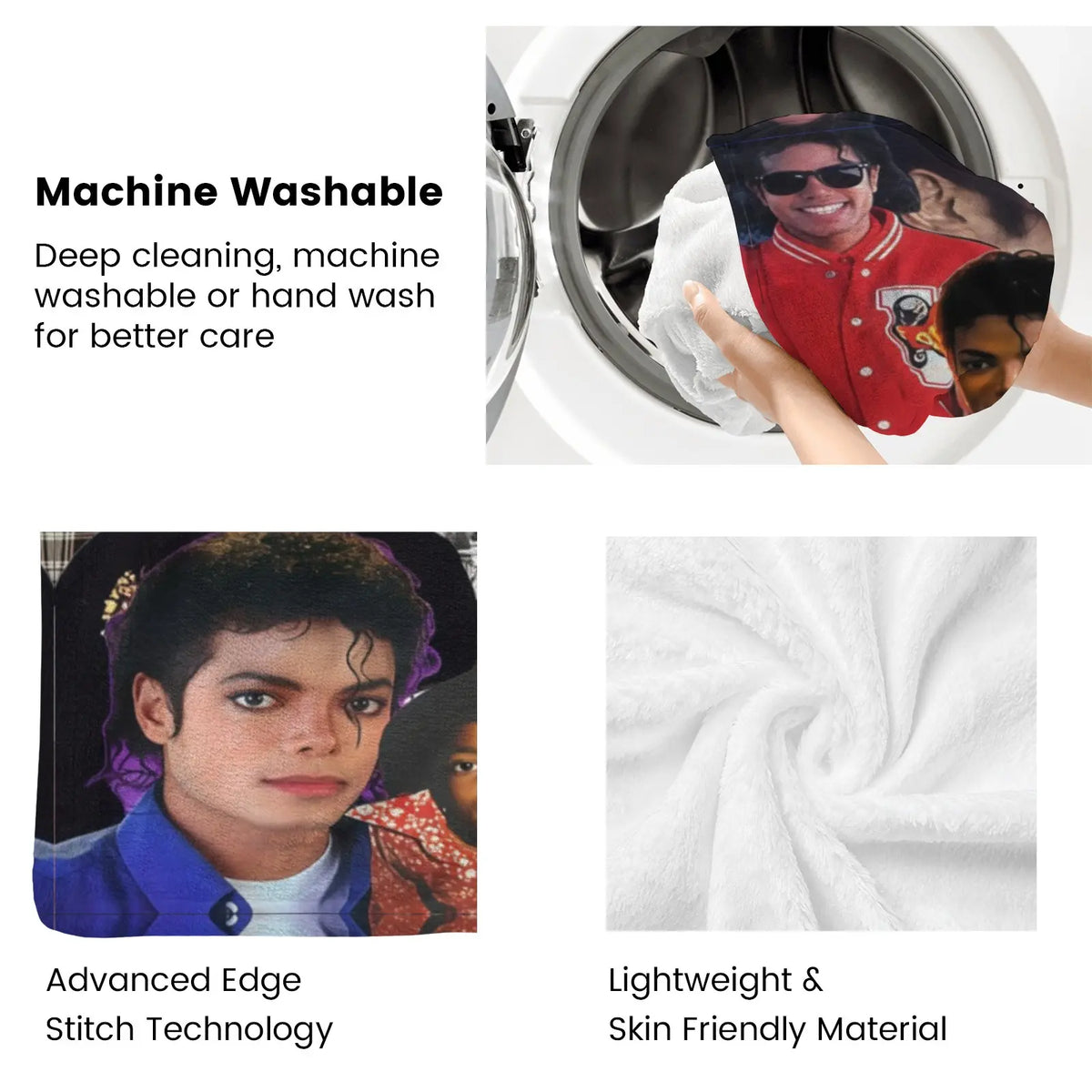 Michael Jackson Music Legend Fleece Throw Blanket - Fleece Fabric, Wrinkle-Resistant, Flannel Weave, Iconic Collage, HD Print, Durable, Breathable, Lightweight, Multi-Size (60in Option), All Seasons, for Adults’ Bed & Couch, Home & Travel