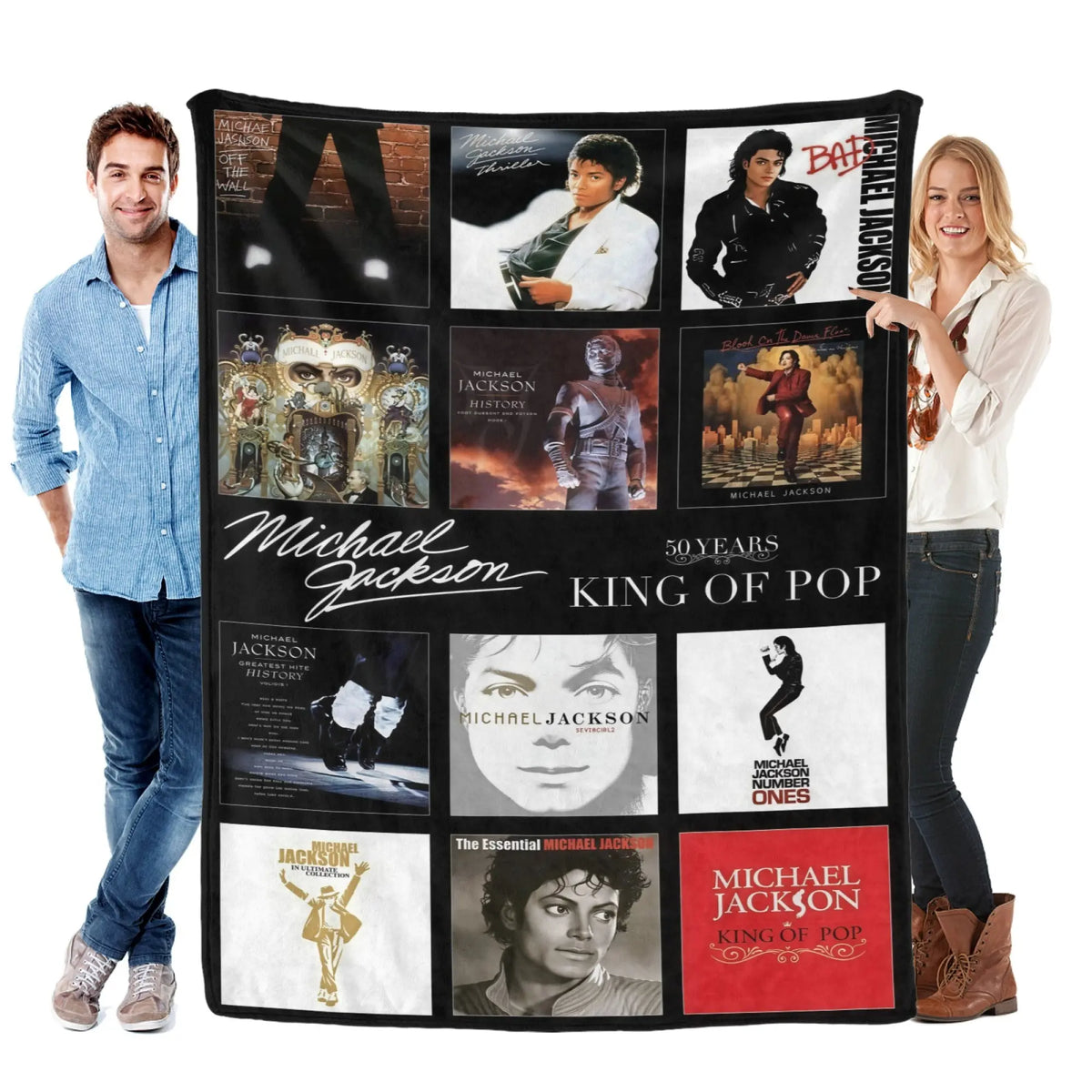Michael Jackson Music Legend Fleece Throw Blanket - Fleece Fabric, Wrinkle-Resistant, Flannel Weave, Iconic Collage, HD Print, Durable, Breathable, Lightweight, Multi-Size (60in Option), All Seasons, for Adults’ Bed & Couch, Home & Travel